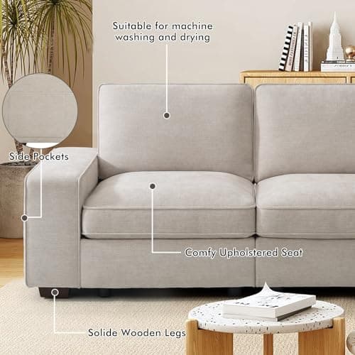 TEKAMON 45" Oversized Accent Chair with Storage & Wide Armrests