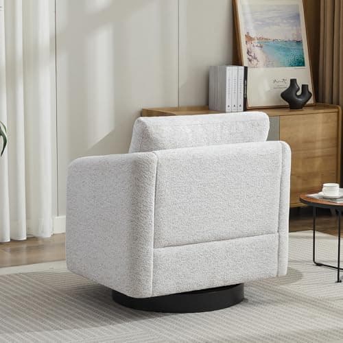Beige 360° Swivel Chenille Arm Chair - Mid Century Modern Living Room Essentials