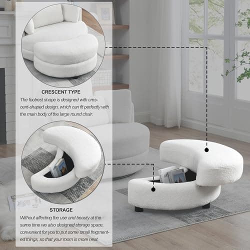 360° Swivel Barrel Chair with Half Moon Ottoman for Living Room