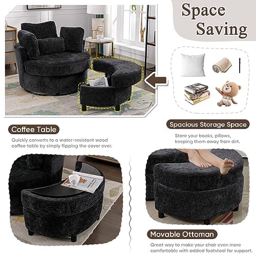 Modern Swivel Barrel Accent Chair for Nursery, Living Room, Office, Bedroom, Hotel