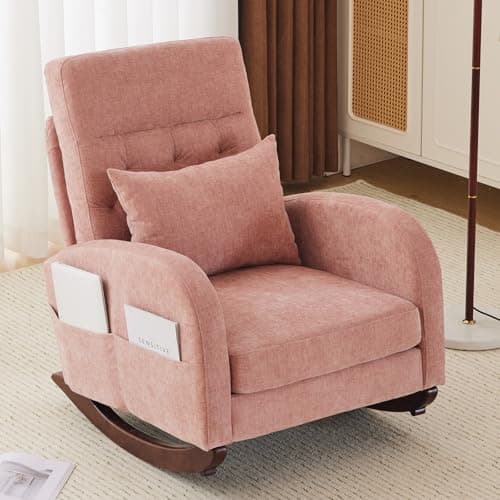 VINGLI Thick Headrest Mid-Century Modern Nursing Rocking Chair