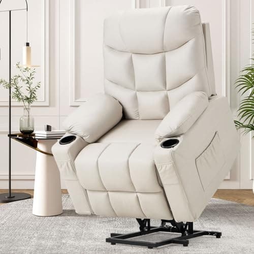 Power Lift Recliner with Massage for Elderly, Blue Grey