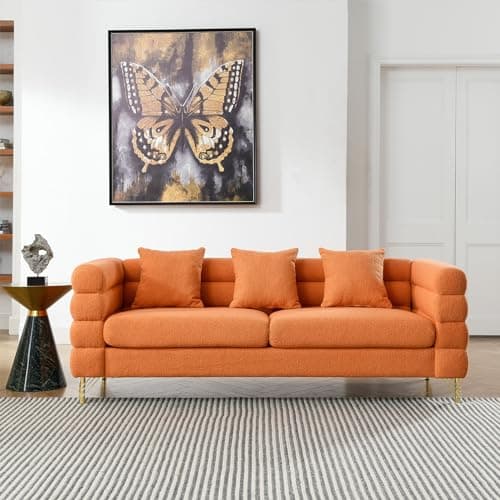 Oversize 2 Pieces Sofa Set, 81 Inch Comfy 3 Seater Sofa, Modern Futon Couch, Bouclé Teddy Cloud Sofa