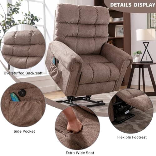 Phoenix Home Electric Recliner Chair with Massage for Elderly, Brown