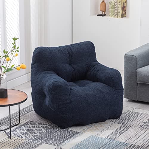 Ultra Soft Beanbag Chair, Teddy Fabric Sofa for Adults & Kids, Chocolate