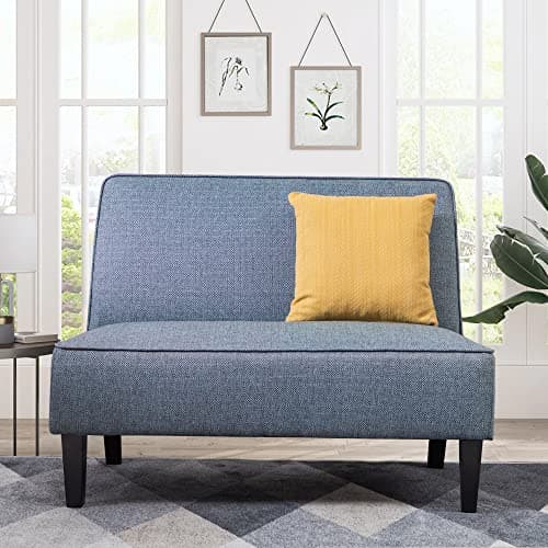 Changjie Blue Small Loveseat Sofa for Bedroom and Living Room