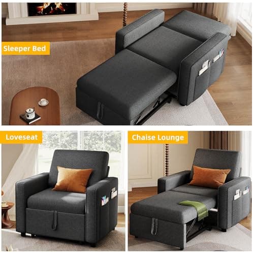 YITAHOME 3-in-1 Convertible Sofa Chair Bed, Grey