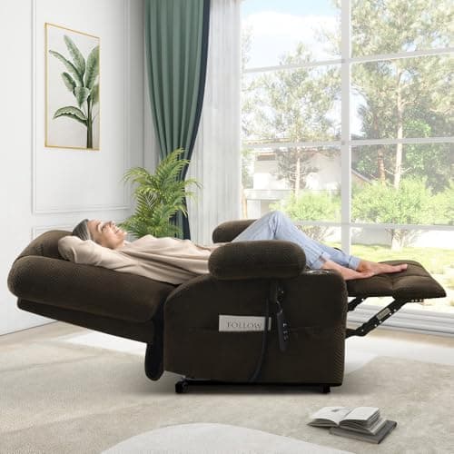 Electric Large Lift Recliner Sofa with Massage & Heat (Grey)