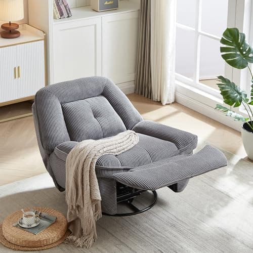 Swivel Rocking Recliner Chair for Adults in Grey