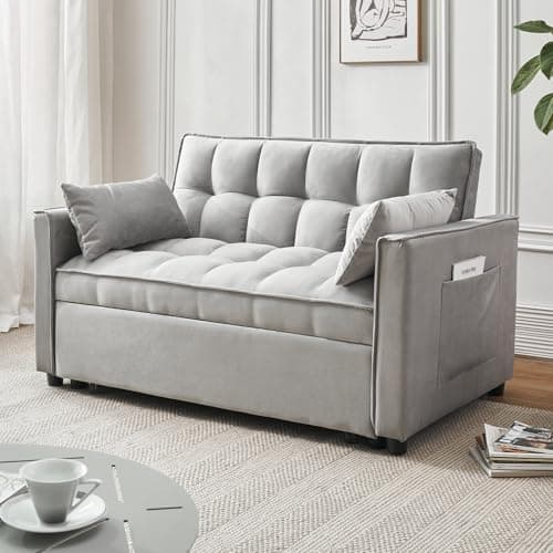 Modern 3-in-1 Futon Sofa Bed with Storage and Adjustables (Beige)