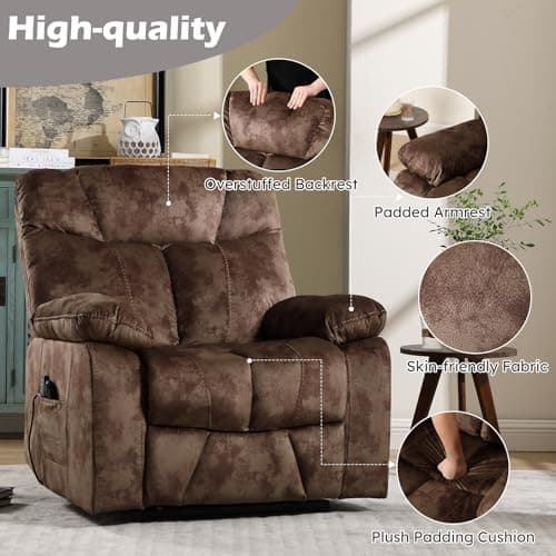 CANMOV Dual Motor Power Lift Recliner with Massage & Heat, Brown