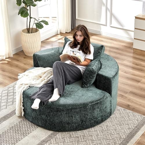 JEEOHEY Green Modern Round Accent Sofa Chair for Living Room