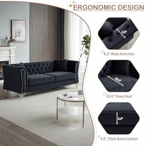 Velvet Chesterfield Sofa Set for Living Room, Bedroom, Office, Apartment - 2 Pieces