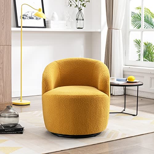 Modern Yellow Swivel Barrel Chair for Multiple Spaces