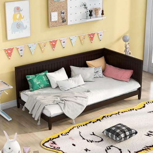 LifeSky Beige Velvet Tufted Twin Day Bed Frame
