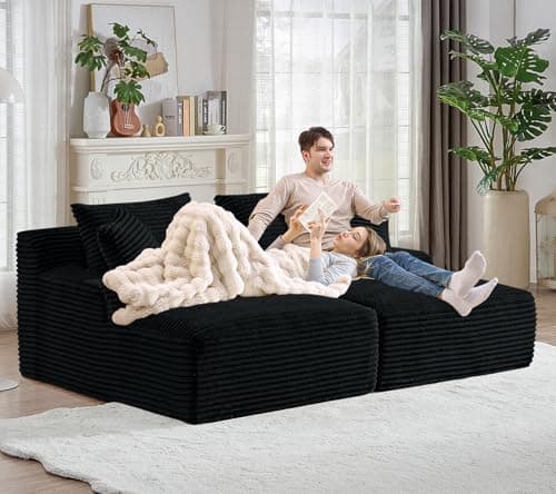 Beige Modern 50-inch Upholstered Chaise Lounge Sofa Bed with Throw Pillows and Armrests