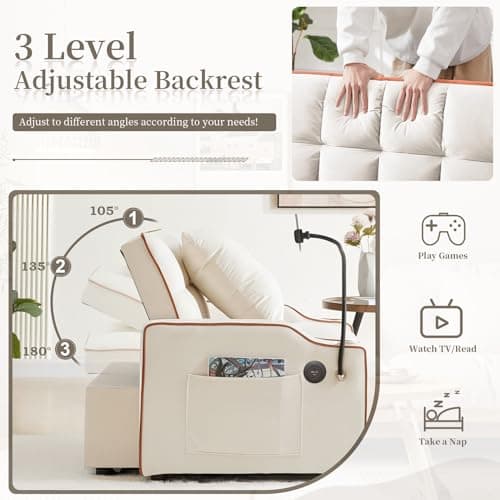 JEEOHEY Convertible Single Sleeper Velvet Futon Couch for Living Room & Office (Beige)  
JEEOHEY Convertible Sleeper Sofa with USB Ports & Phone Holder for Small Places (Beige)  
JEEOHEY Adjustable Recliner Futon Sleeper Sofa for Living Room & Office