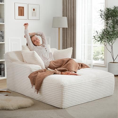 Beige Modern 50-inch Upholstered Chaise Lounge Sofa Bed with Throw Pillows and Armrests