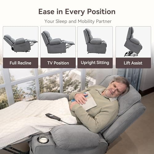 Power Lift Recliner for Elderly and Recovery, 90°-155° Adjustable Backrest, Gray