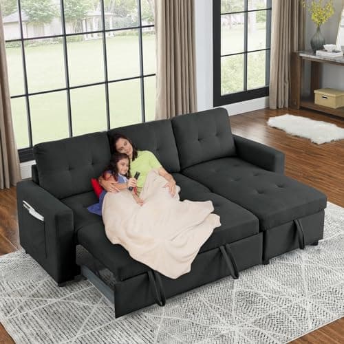 Modern Convertible 3-Seater Sleeper Sofa Bed with L-Shaped Design