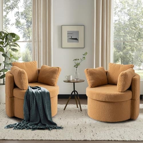 Modern Swivel Barrel Chair Set with Storage Function