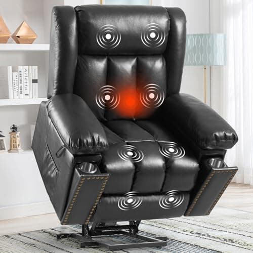 Grey Blue Electric Recliner Chair with Heat & Massage for Seniors