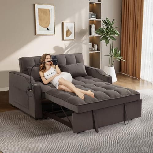 JEEOEHY 3 in 1 Convertible Sleeper Sofa Bed for Living Room Small Space(Black)
JEEOEHY Comfy Velvet Pull Out Couch Bed w USB&Type C Port for Living Room Small Space(Black)
JEEOEHY Adjustable Backrest Sleeper Sofa Bed with Phone Stand&Cup Holder for L