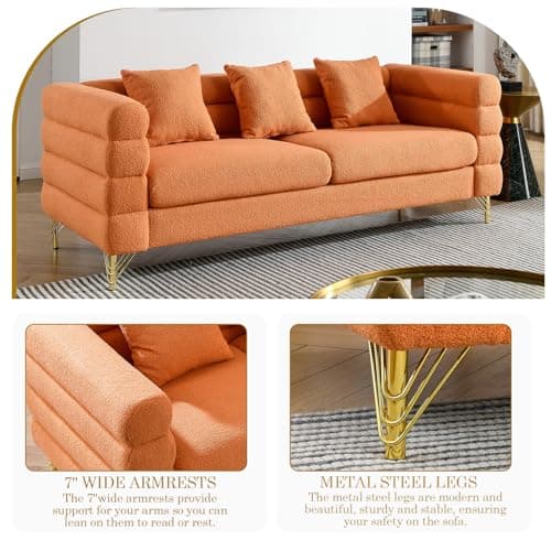 Oversize 2 Pieces Sofa Set, 81 Inch Comfy 3 Seater Sofa, Modern Futon Couch, Bouclé Teddy Cloud Sofa