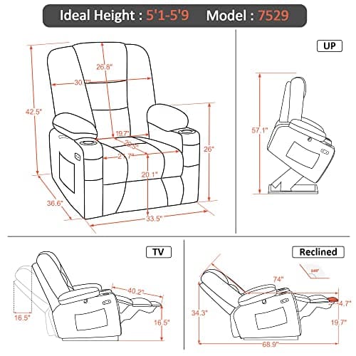 Power Lift Recliner Chair with Massage and Heat for Elderly People
