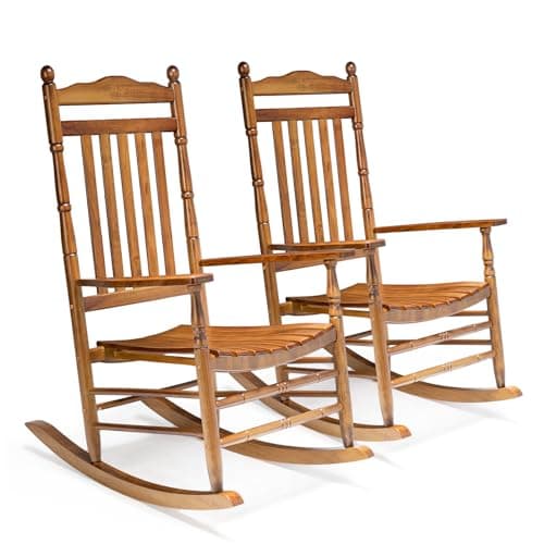 VINGLI Outdoor Wood Rocking Chair, Black, 450 lbs Capacity