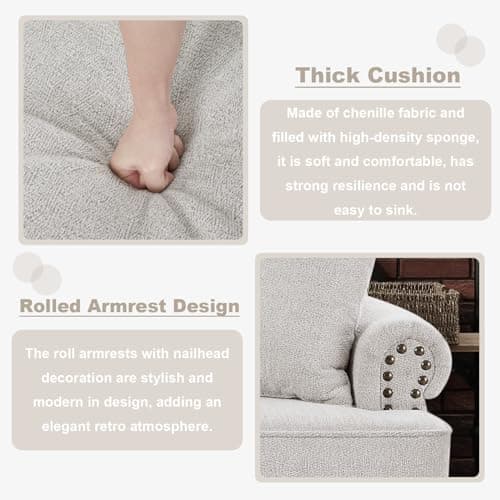 Comfy Sofa Couch Set: 2-Piece Living Room Furniture Set with Loveseat and 3-Seater Sofa (White)