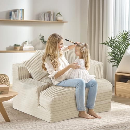 Oversized Chaise Lounge Sofa Bed, 48" Upholstered with 2 Throw Pillows
