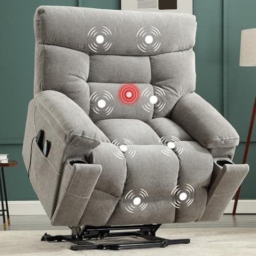 CANMOV Heavy Duty Lift Recliner Chair for Elderly-Antiskid Fabric, Safety Mechanism, Light Tan