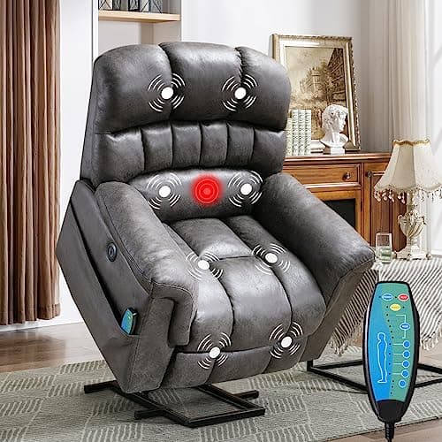 CANMOV Large Power Lift Recliner Chairs for Elderly with Massage and Heat, Big People, Heavy Duty Electric Faux Leather, Brown
CANMOV Large Power Lift Recliner Chairs with USB Port and Side Pockets for Big People, Elderly, Brown
CANMOV Heavy Duty Ele