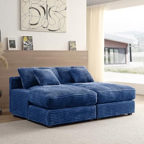 Oversized Black Corduroy Chaise Lounge Chair, Modern Comfy Sleeper Sofa