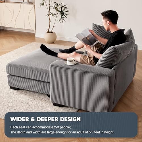 Oversized Chaise Lounge with Ottoman for Living Room and Bedroom