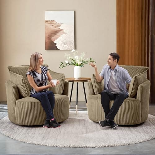 360° Swivel Blue Barrel Armchair with Washable Cushions