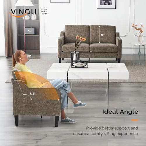 VINGLI 53" Mid Century Modern 2 Seater Love Seat Sofa