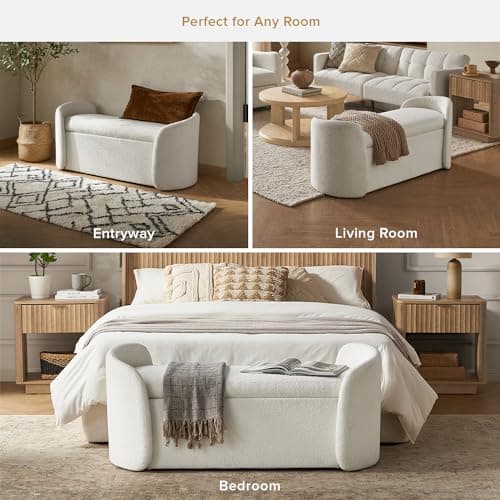 Mopio Sophie 51" Curved Ottoman Storage Bench, Bedroom Seating & Storage