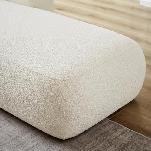 Boucle Cream Upholstered Chaise Lounge for Living Room Bedroom