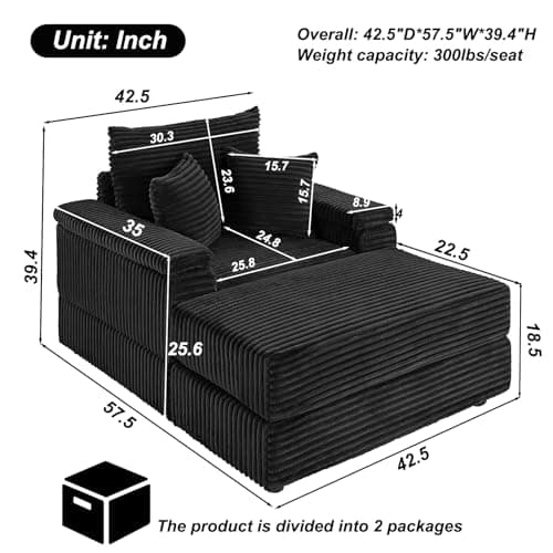 Oversized Chaise Lounge Chair with Ottoman for Indoor Use in Living Room