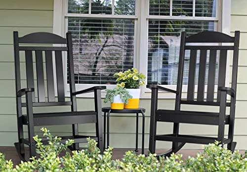 Devoko HDPE Outdoor Rocking Chair, Black, High Back, All Weather