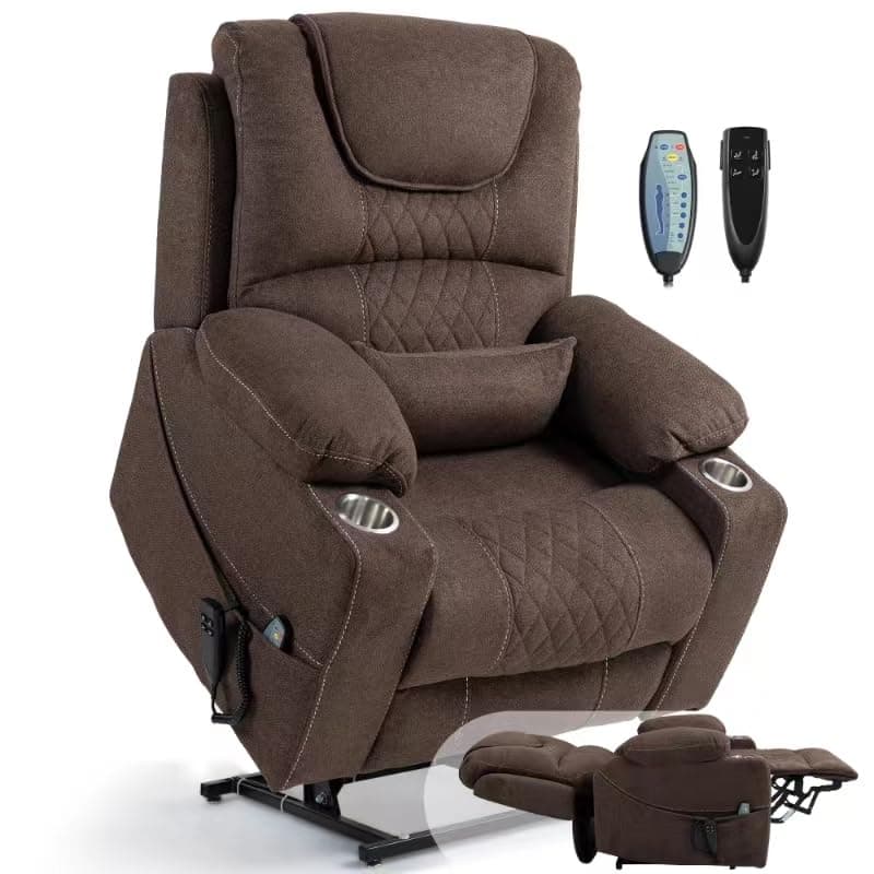 Big Man Power Oversized Recliner with Dual Motor Heat Vibration for Elderly