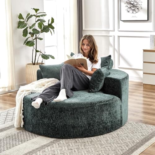 JEEOHEY Green Modern Round Accent Sofa Chair for Living Room