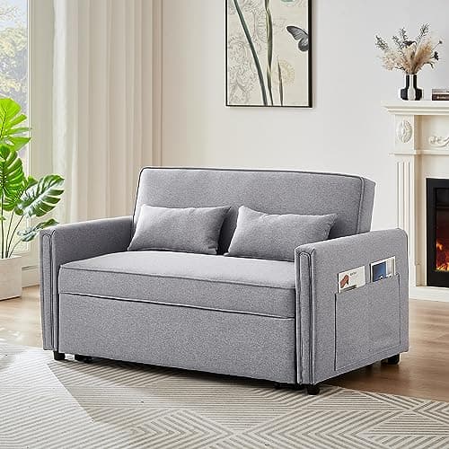 Modern 3-in-1 Sleeper Sofa Bed with Adjustable Backrest&Pillows