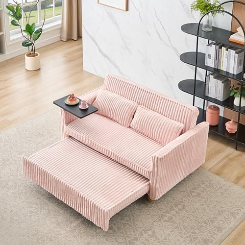 Modern Queen 3-in-1 Convertible Sleeper Couch Bed Velvet Daybed