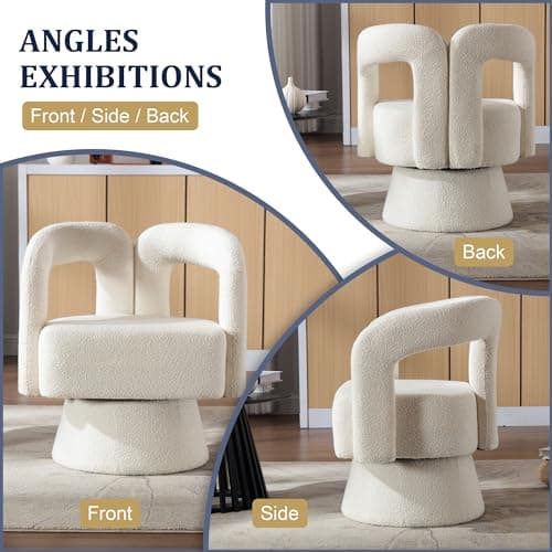 Modern Swivel Accent Chair - Beige, Mid-Century Inspired Living Room Chair