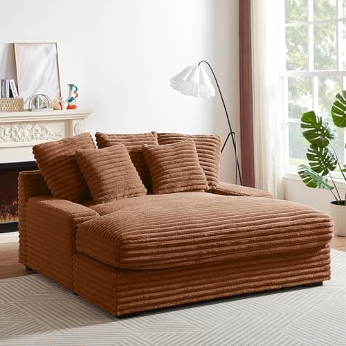49.2" Full Foam Oversized Chaise Lounge Chair, Cozy Corduroy Upholstered Sleeper Sofa