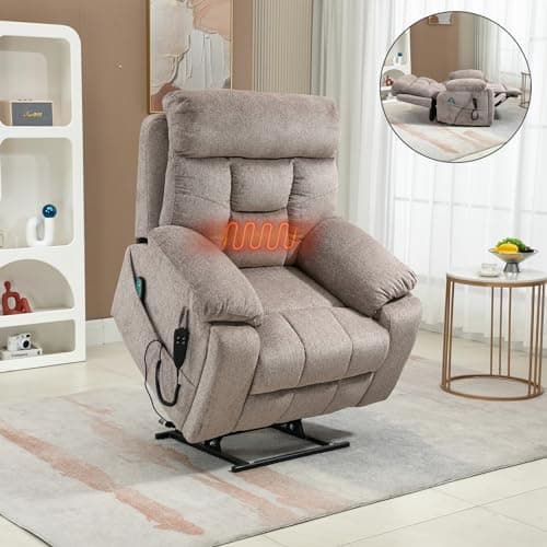 Power Lift Recliner Chair with Massage and Heat for Elderly, Oversized Boy Lazy Electric Recliner - Dark Grey