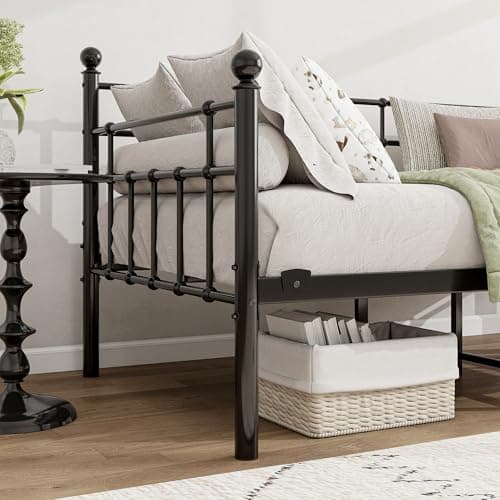 BOFENG Twin Size Noise-Free Metal Day Bed with Strong Steel Slats
